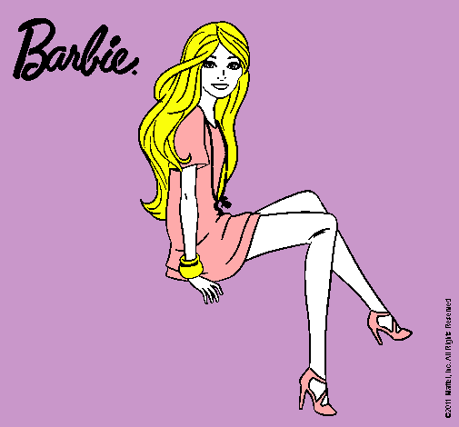 Dibujo Barbie sentada pintado por alison_