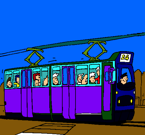 Dibujo Tranvía con pasajeros pintado por ElGabo