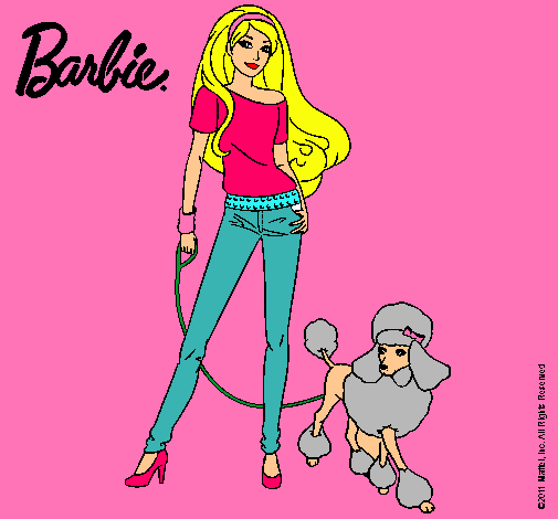 Dibujo Barbie con look moderno pintado por andreeacro