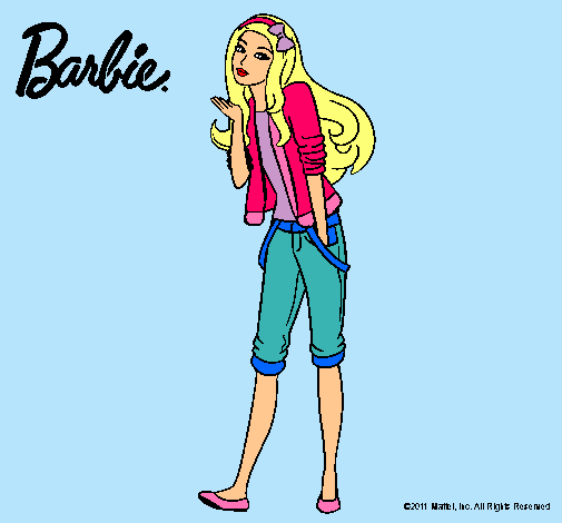 Dibujo Barbie con look casual pintado por Lasmitica