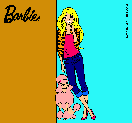 Dibujo Barbie con cazadora de cuadros pintado por Natiguapa