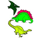 Dibujo Tres clases de dinosaurios pintado por mariol