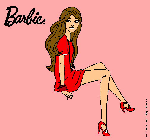 Dibujo Barbie sentada pintado por reina134