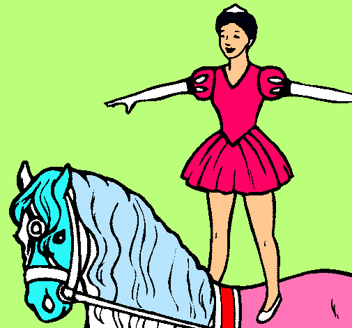 Dibujo Trapecista encima de caballo pintado por alejoyita