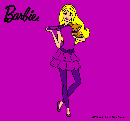 Dibujo Barbie y su mascota pintado por amalia