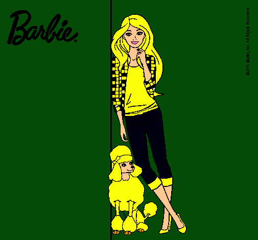 Dibujo Barbie con cazadora de cuadros pintado por amalia