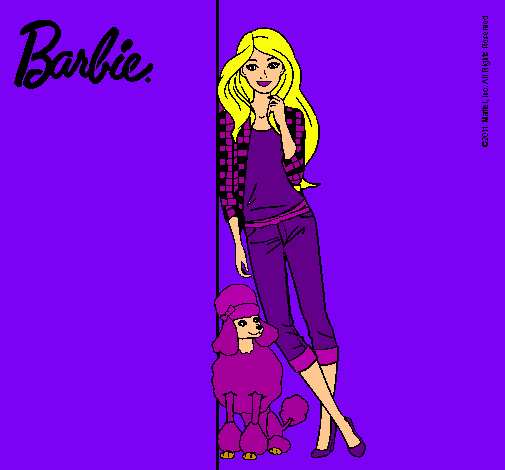 Dibujo Barbie con cazadora de cuadros pintado por amalia