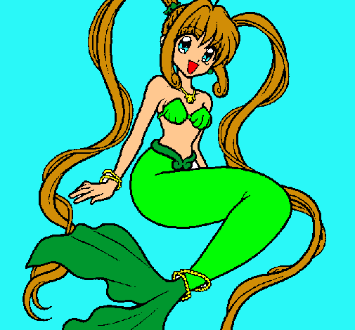 Dibujo Sirena con perlas pintado por selemay