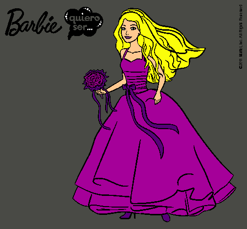 Dibujo Barbie vestida de novia pintado por amalia