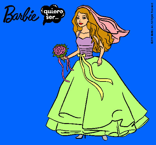 Dibujo Barbie vestida de novia pintado por pcofrades