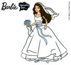 Dibujo Barbie vestida de novia pintado por noviaaaa