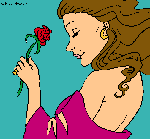 Dibujo Princesa con una rosa pintado por Aguus99