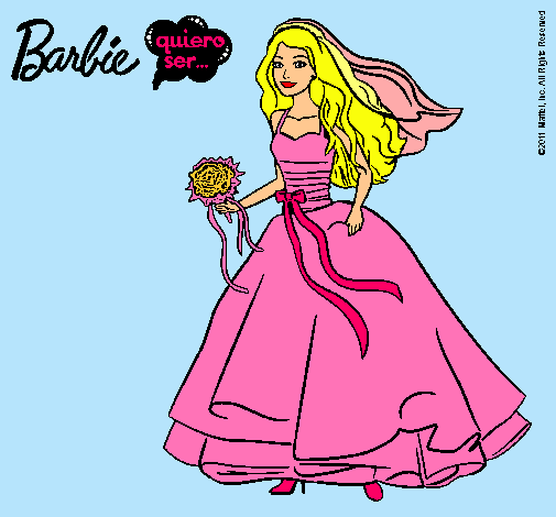 Dibujo Barbie vestida de novia pintado por sabinadele