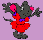 Dibujo Rata con vestido pintado por vickita