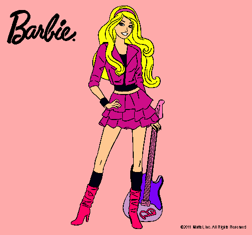 Dibujo Barbie rockera pintado por martuki