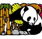 Dibujo Oso panda y bambú pintado por JOJOJO