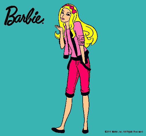 Dibujo Barbie con look casual pintado por martuki