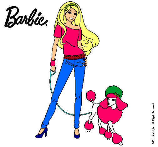 Dibujo Barbie con look moderno pintado por tiana