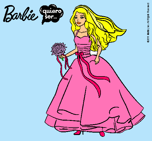 Dibujo Barbie vestida de novia pintado por javierviajero