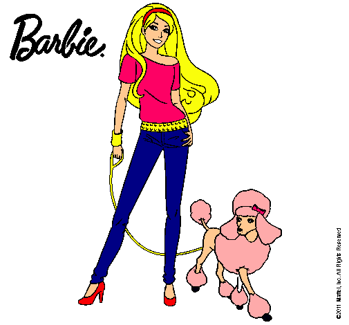 Dibujo Barbie con look moderno pintado por anac