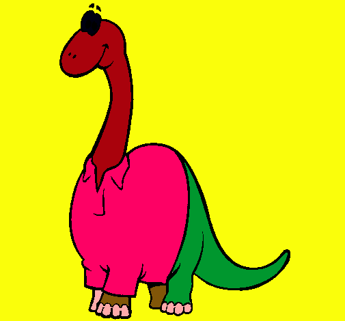 Dibujo Diplodocus con camisa pintado por valeotaku