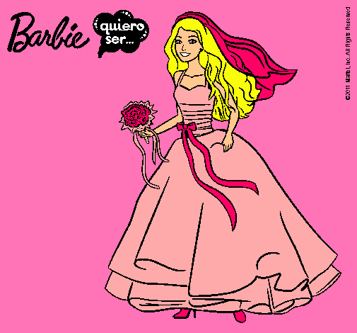 Dibujo Barbie vestida de novia pintado por -popi-