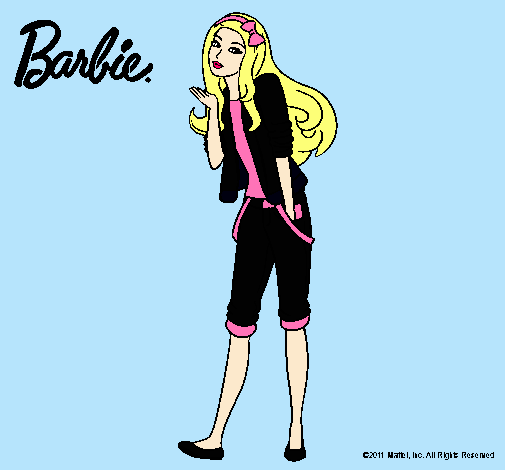 Dibujo Barbie con look casual pintado por SuperStar