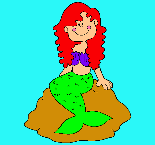 Dibujo Sirena sentada en una roca pintado por grachi-magia