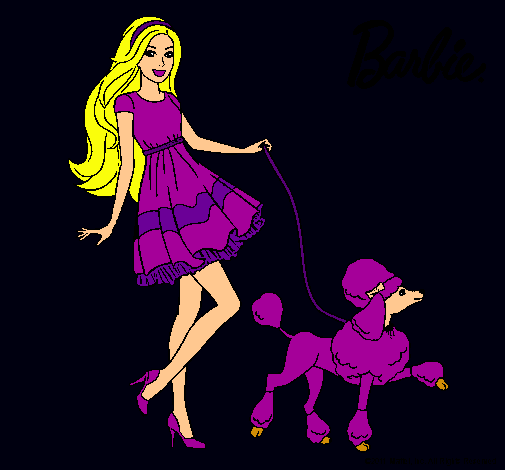 Dibujo Barbie paseando a su mascota pintado por amalia