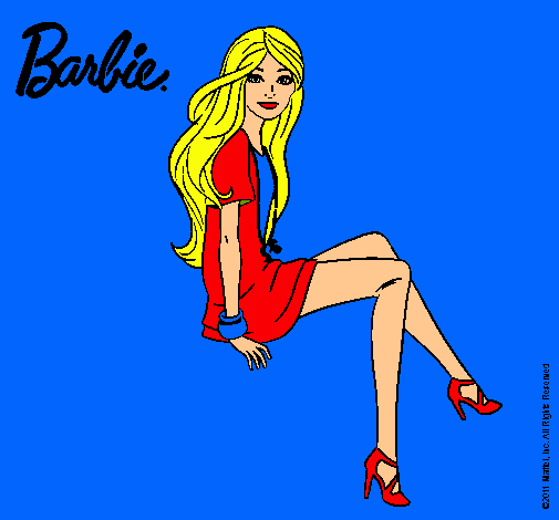 Dibujo Barbie sentada pintado por amalia