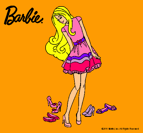 Dibujo Barbie y su colección de zapatos pintado por martuki