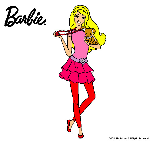 Dibujo Barbie y su mascota pintado por sofi12