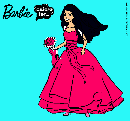 Dibujo Barbie vestida de novia pintado por sebhitta