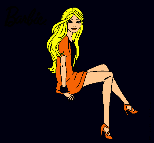 Dibujo Barbie sentada pintado por amalia