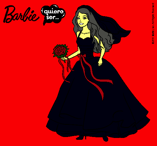 Dibujo Barbie vestida de novia pintado por zayu