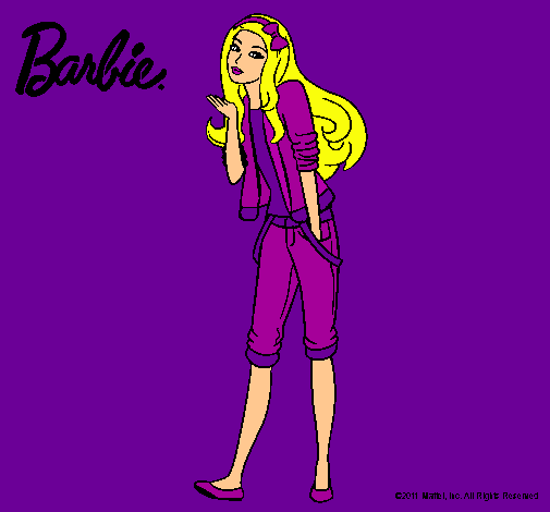 Dibujo Barbie con look casual pintado por amalia