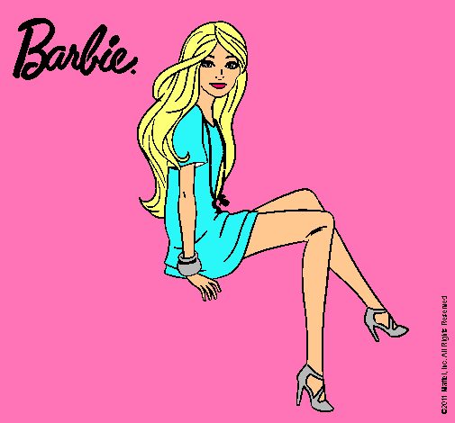 Dibujo Barbie sentada pintado por andreaaa