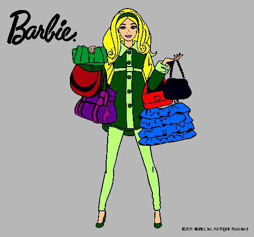 Dibujo Barbie de compras pintado por amalia