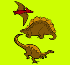 Dibujo Tres clases de dinosaurios pintado por DESCHI