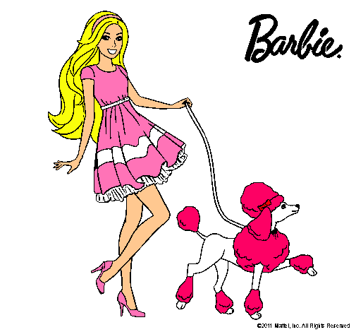 Dibujo Barbie paseando a su mascota pintado por sofi12