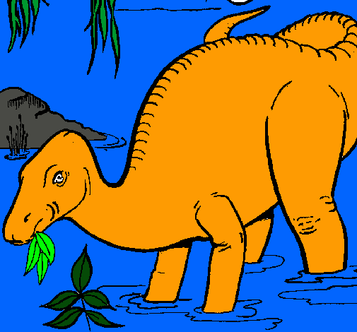 Dibujo Dinosaurio comiendo pintado por chicharito
