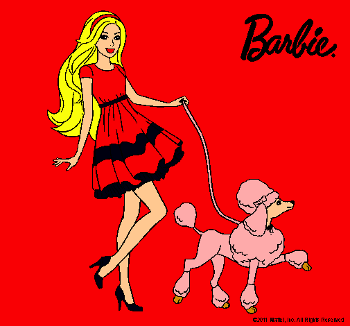 Dibujo Barbie paseando a su mascota pintado por amalia