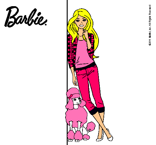 Dibujo Barbie con cazadora de cuadros pintado por martuki