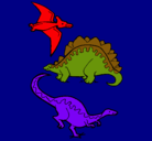Dibujo Tres clases de dinosaurios pintado por furlan