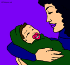 Dibujo Madre con su bebe II pintado por sary