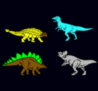 Dibujo Dinosaurios de tierra pintado por tiranosaurio