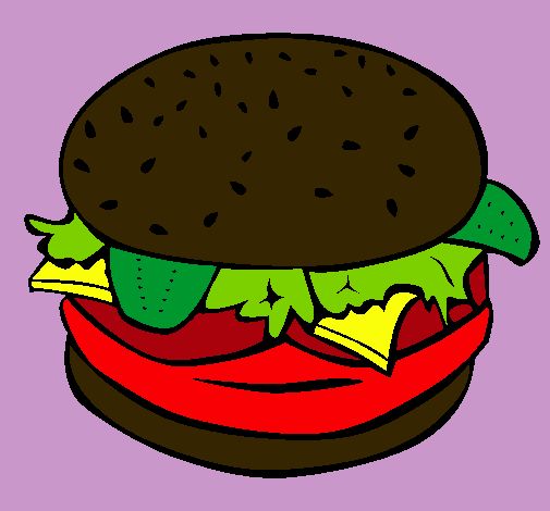 Dibujo Hamburguesa completa pintado por vickita