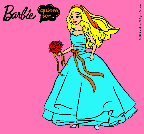 Dibujo Barbie vestida de novia pintado por natalia_30