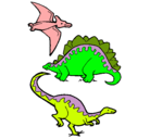 Dibujo Tres clases de dinosaurios pintado por nicole23