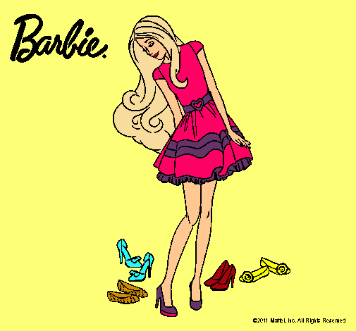 Dibujo Barbie y su colección de zapatos pintado por Lilith